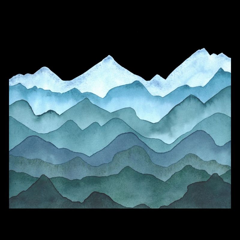 Landschaft mit Hügeln oder Bergen - Aquarell
