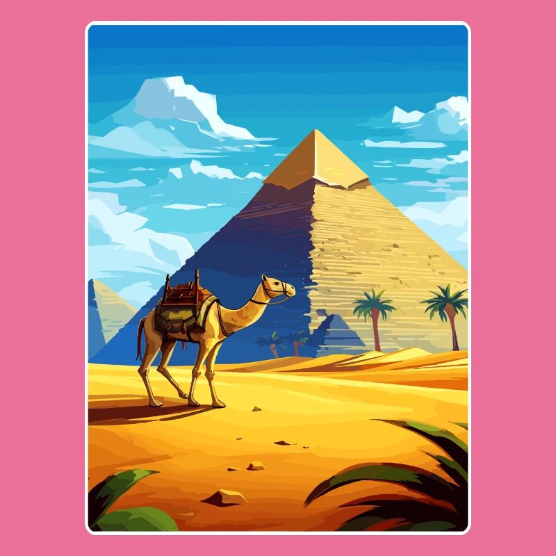 Le Caire, Égypte, Grandes Pyramides De Gizeh, Affiche De Voyage