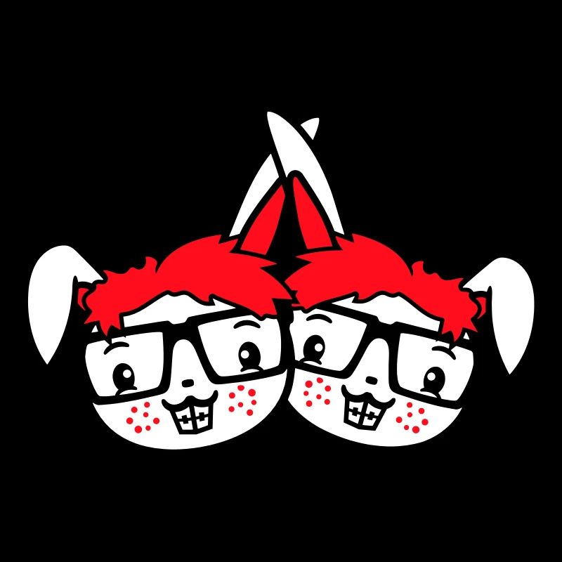 2 Hasen Nerds Geek Hornbrille Team Freunde Crew
