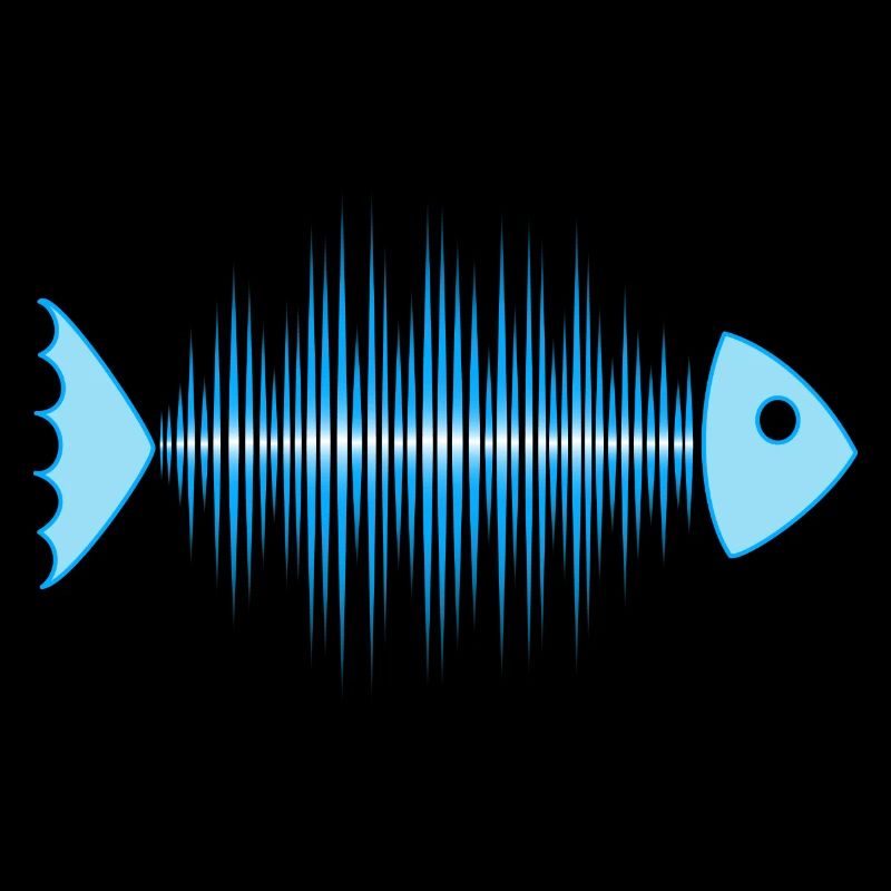 fish skeleton - music wave - DD blue