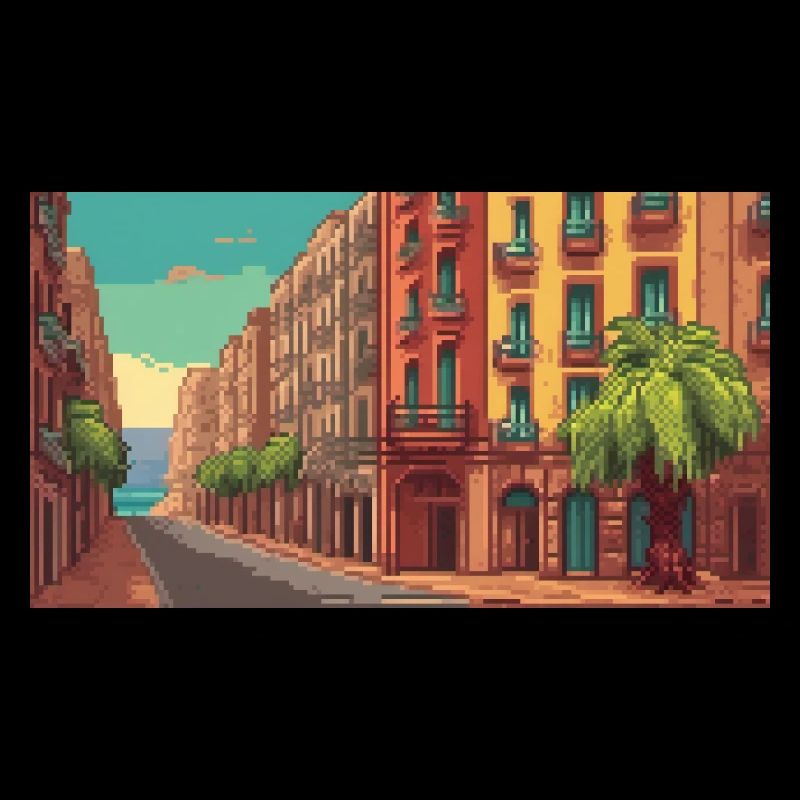 Barcelona, Spain - Pixel Art