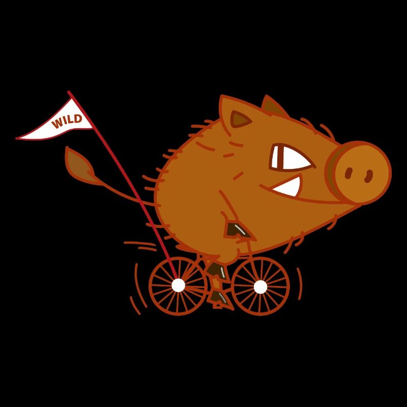 Funny boar rides a bicycle (b)