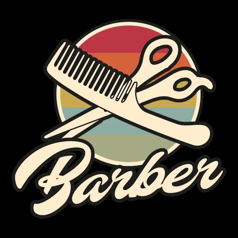 Barber comb scissors vintage motif