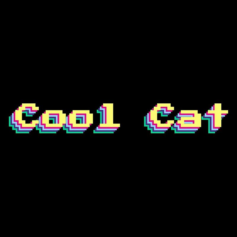 Cool Cat 90s Design 3D coloré Pixel Art