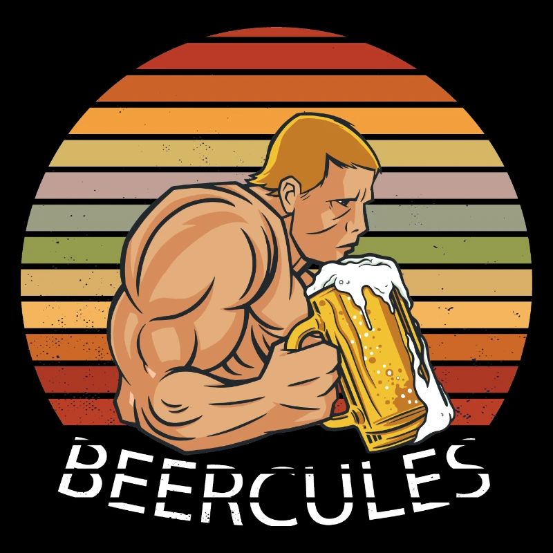 Beercules drinking beer vintage funny design