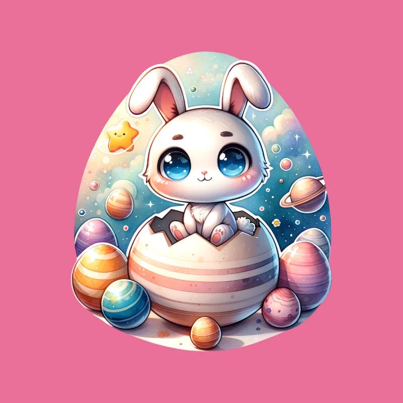 Space Bunny on Cracked Easter Egg Planet