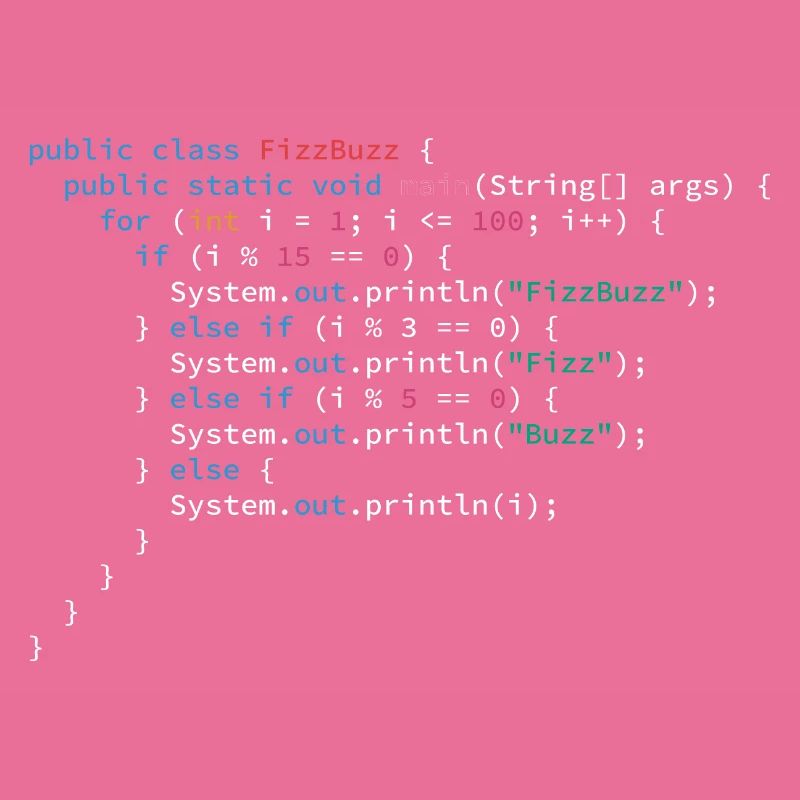 Langage de programmation de l’algorithme FizzBuzz Java