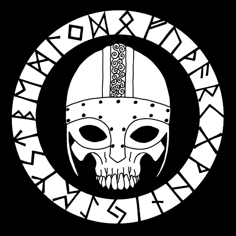 Crâne blanc et runes vikings