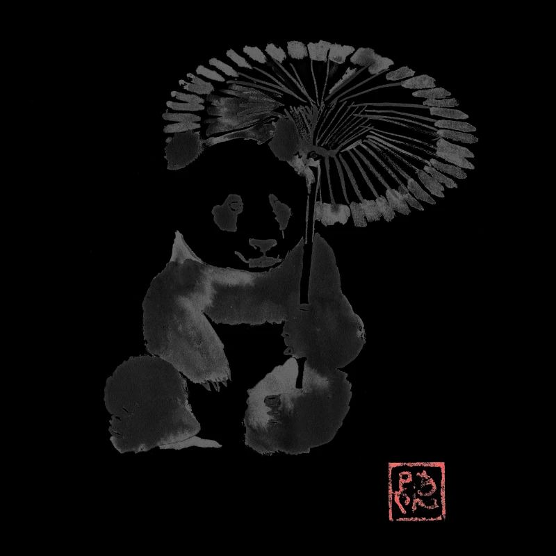 panda in the rain