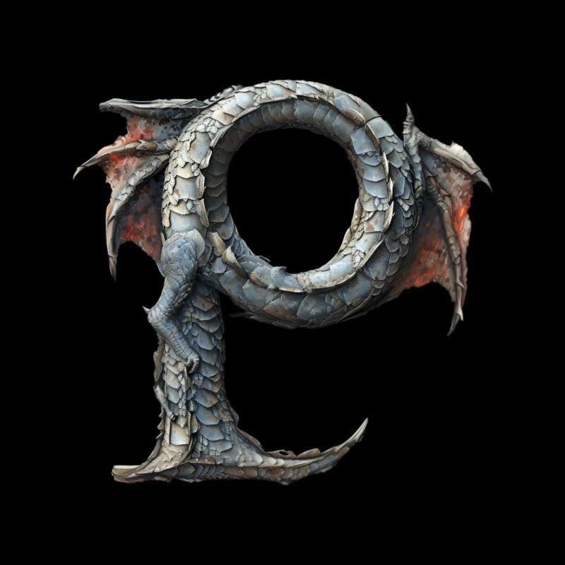 Lettre « P » en forme de dragon.