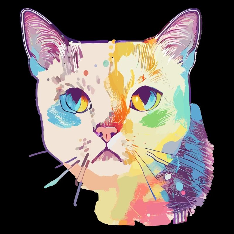 Fier Chat Pastel Couleurs Chat Dessin Coloré