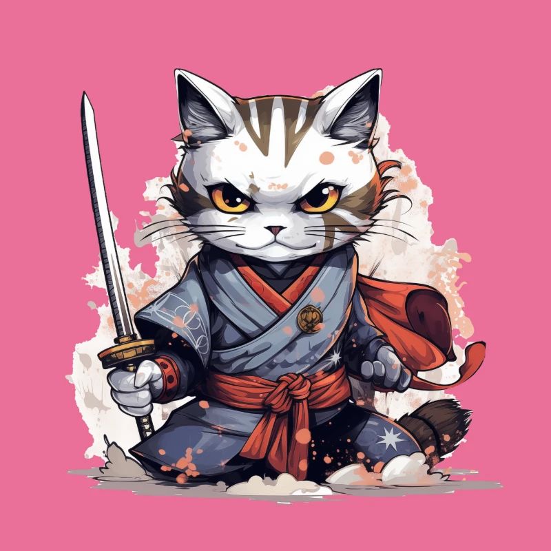 Cat Samurai Comic Japan Cat Fighter Pet