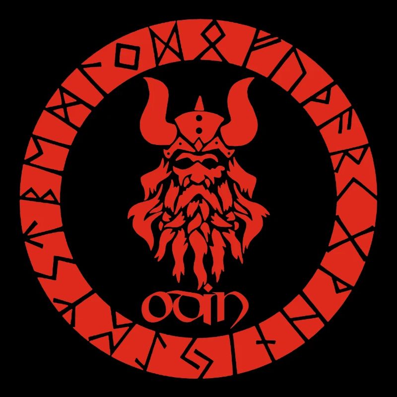 Gott Odin und rote Wikinger-Runen