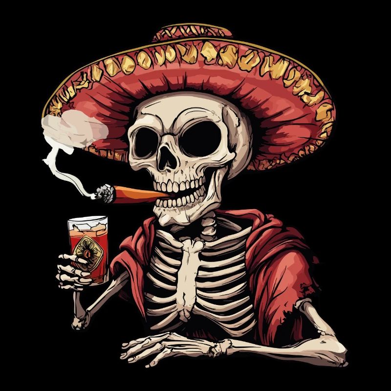 Skeleton Skull Skull Cigar Liquor