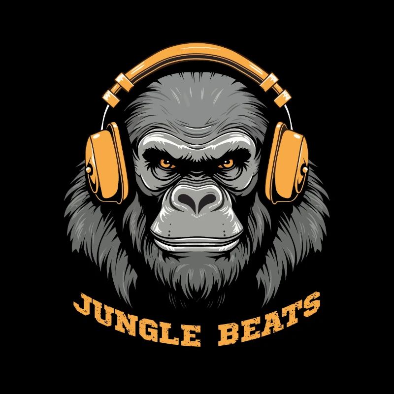 Gorilla mit Kopfhörern - Jungle beats