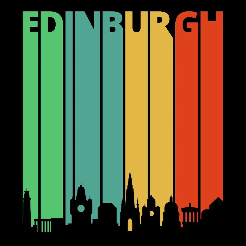 Vintage Retro Edinburgh Skyline. Explore Scotland