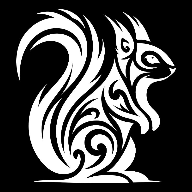 Cute Squirrel in Tattoo Style
