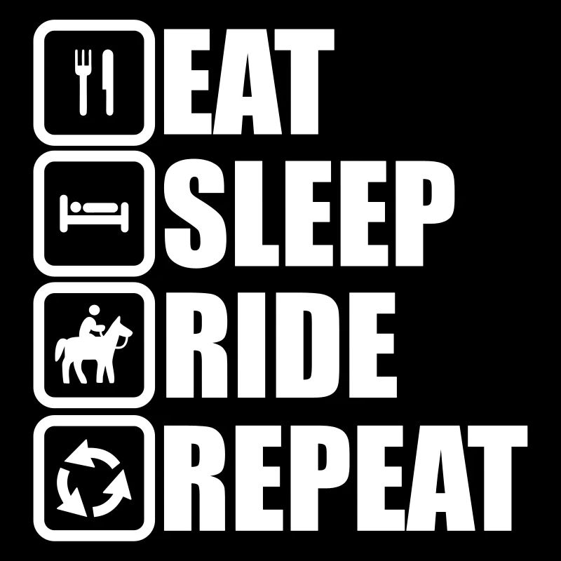 Manger, dormir, monter à cheval,équitation,cheval