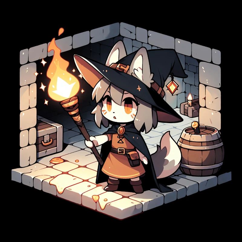 Chat Sorcière dans le donjon