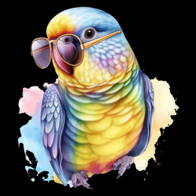 Perruche fraîche colorée avec lunettes de soleil