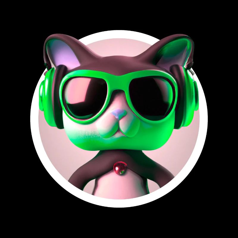 Katze Brille Turntable DJ Disco Club Kopfhörer