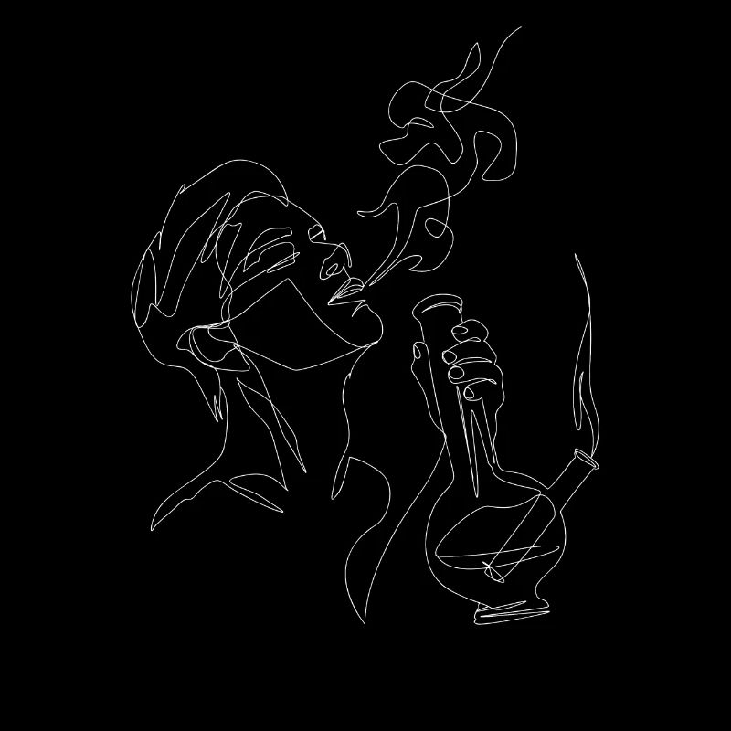 Smoke bong lineart blanc