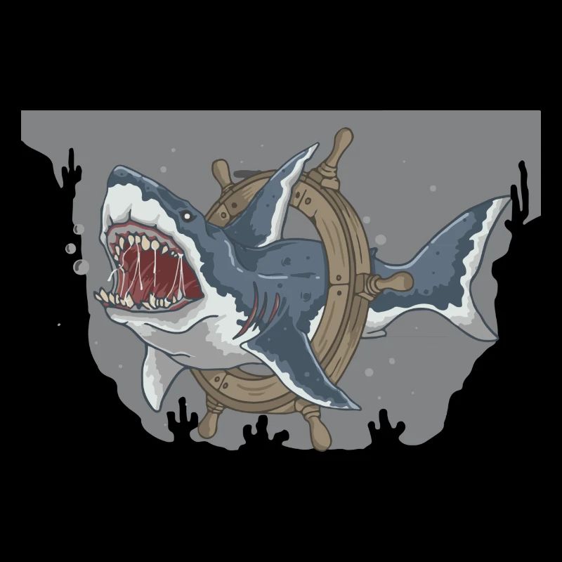 Deep Sea Shark Navigation Illustration