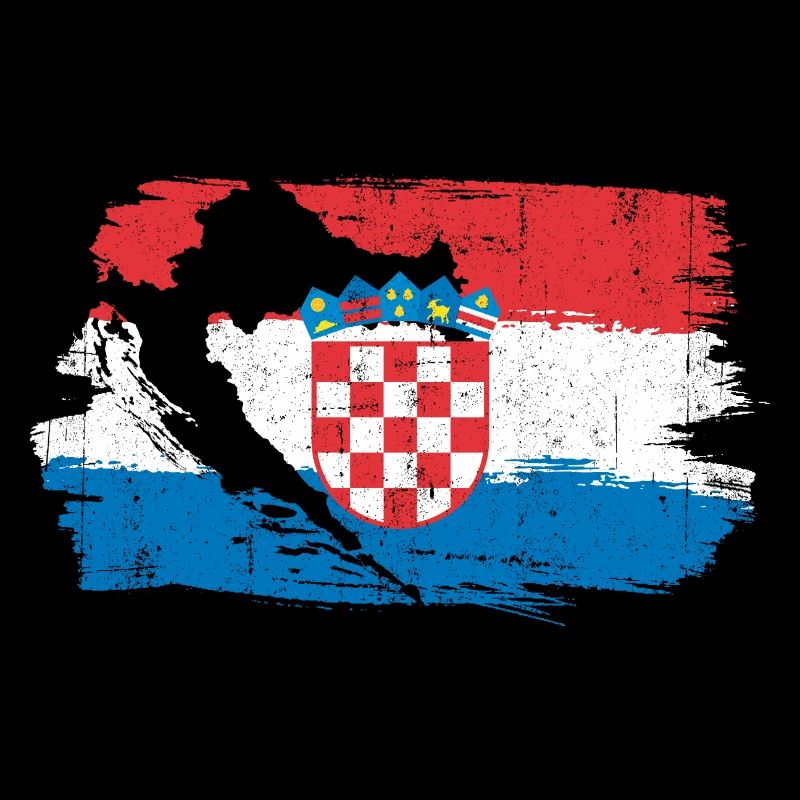 Croatian Crest Brush Flag