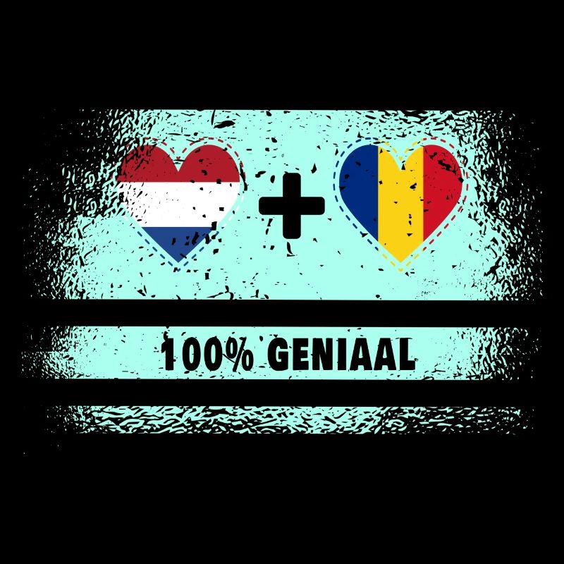 Roumanie et Pays-Bas Drapeau 100% Genius