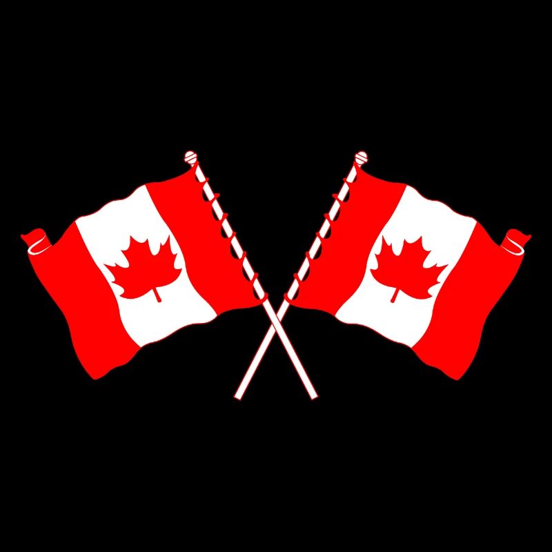 Deux drapeaux du Canada croisés avec une feuille d’érable