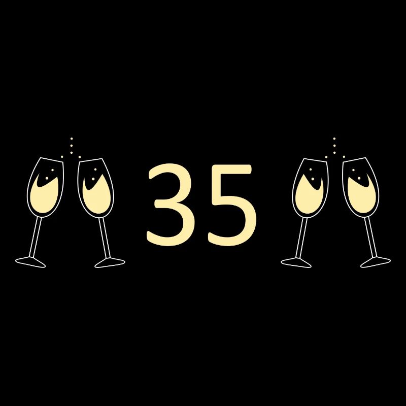 35th Birthday 35th Anniversary Number 35 white