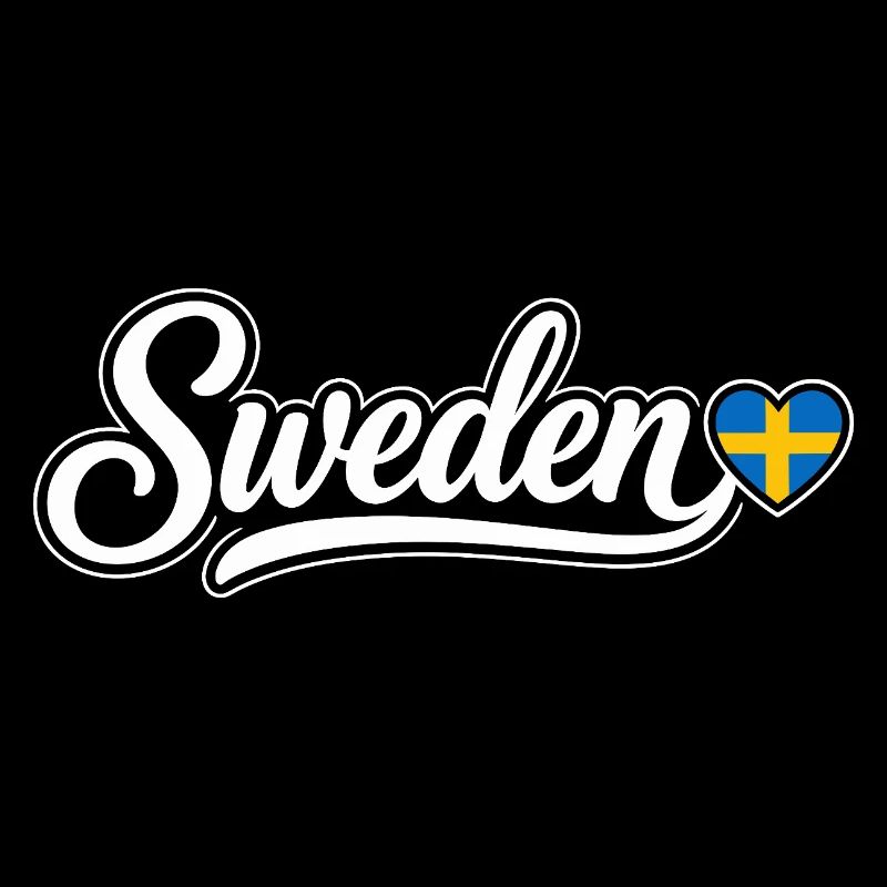 Schwedisches Skript mit Flaggenherz Fächer Patriotisch