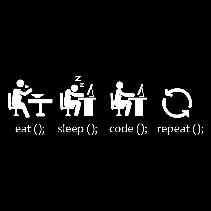 Essen, schlafen, Code wiederholen – lustiger Softwareentwickler