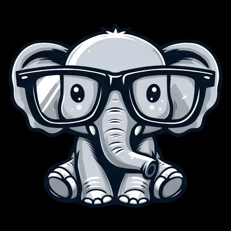 Nerdy elephant with glasses
