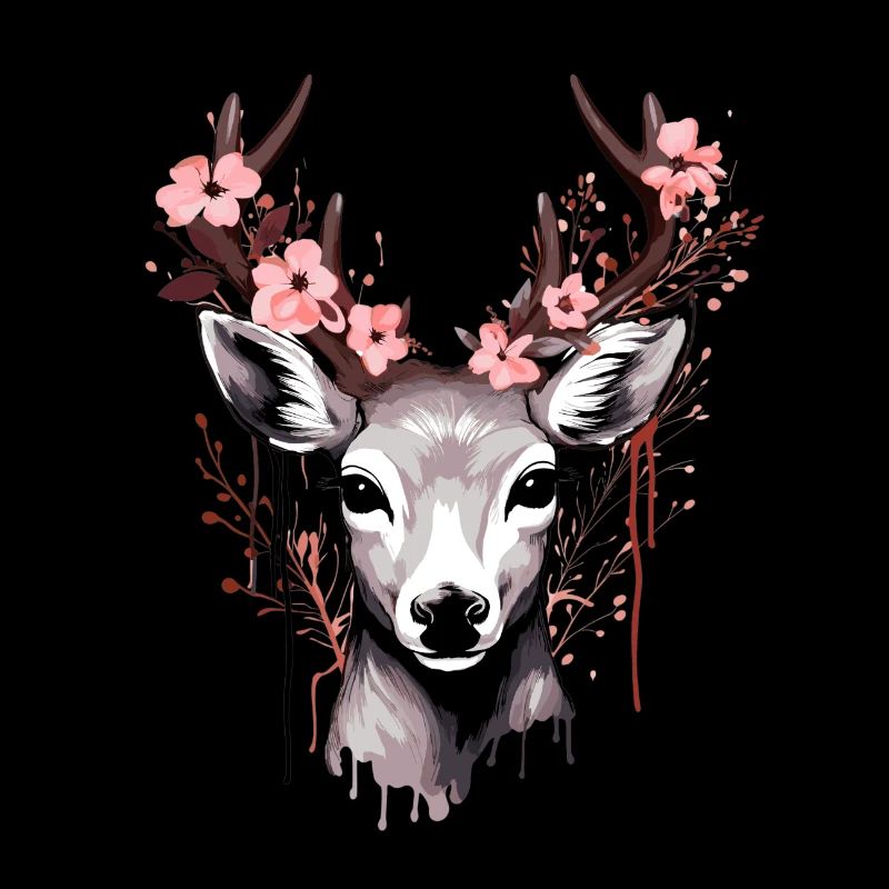 Cerf avec des bois de fleurs