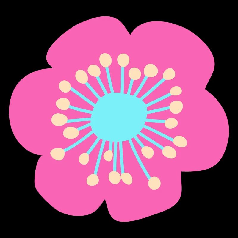 Fleur rose et cyan