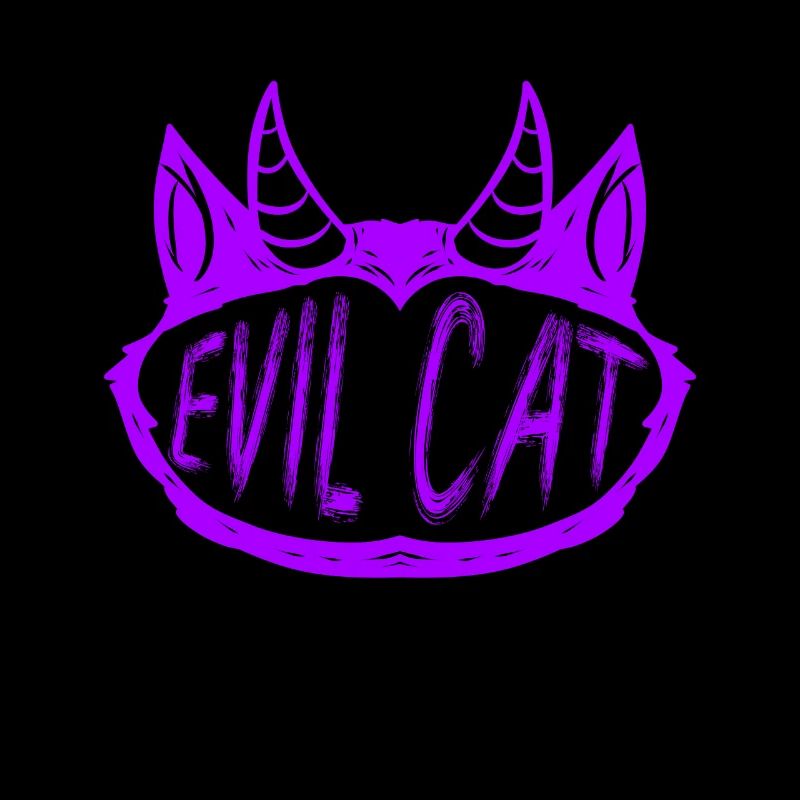 Evil Cat Logo With Horns For Halloween
