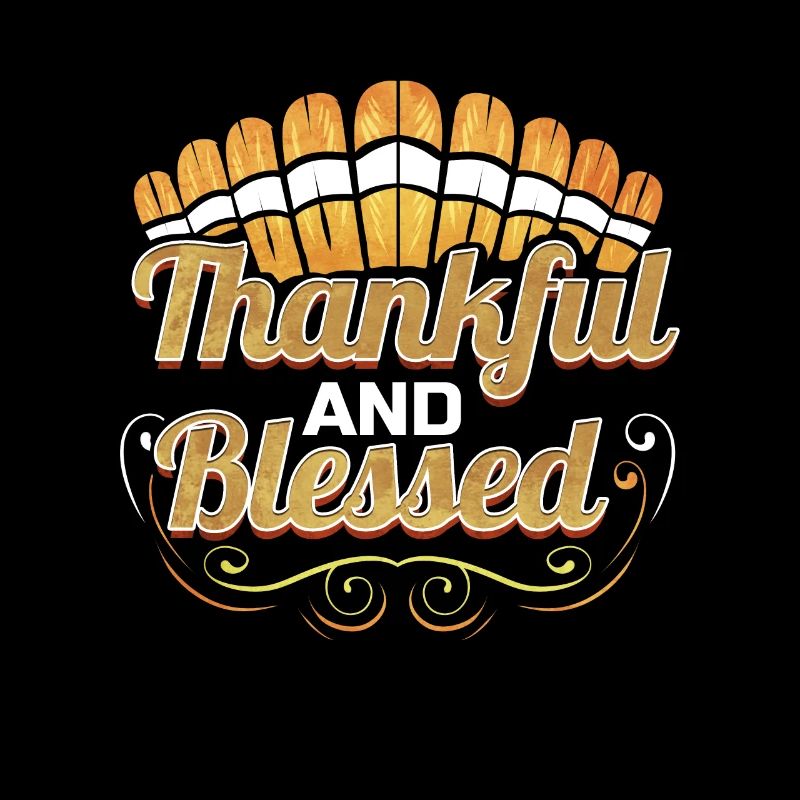 Turkey Feather Logo Thankful and blessed