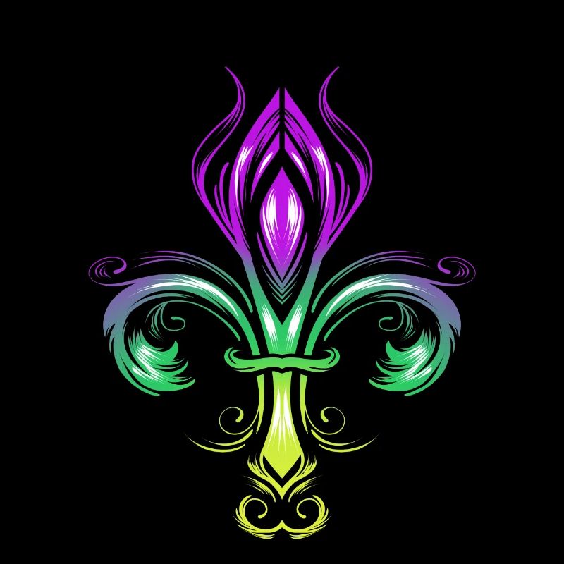 Fleur de Lis avec dégradé de couleurs en or, vert