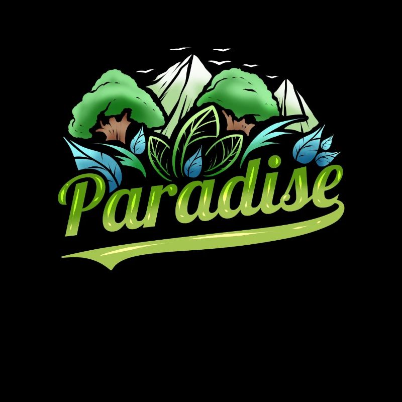 Logo Paradise With Trees And Mountains For Earth