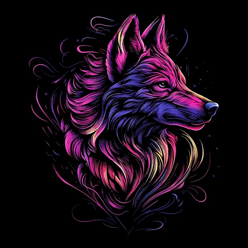 Wolf Wolf Head Wolves Wolf Pack Nature Neon Colorful