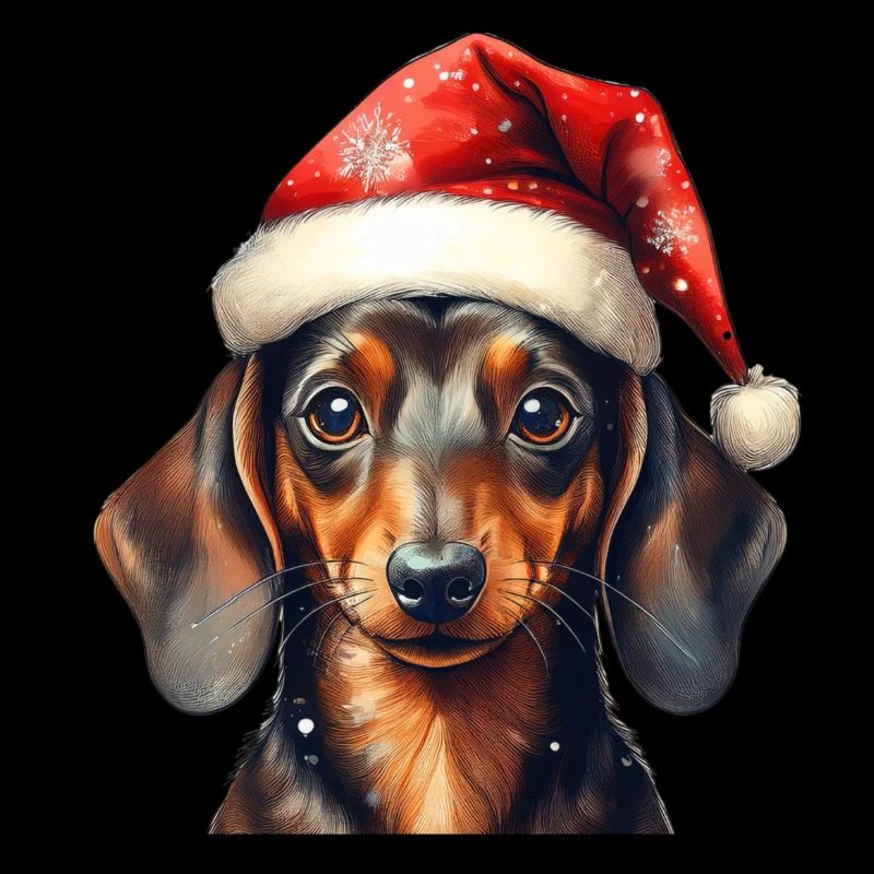 Teckel mignon avec chapeau de Noël