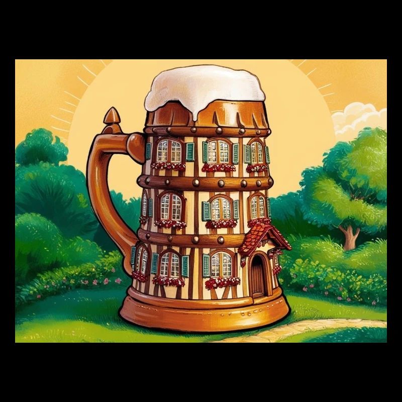 une maison à colombage en forme de bière