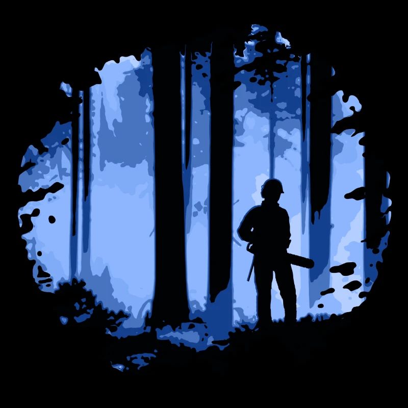 Forestier dans la forêt (bleu, motif)