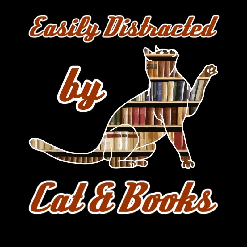Easily Distracted by Cat & Books