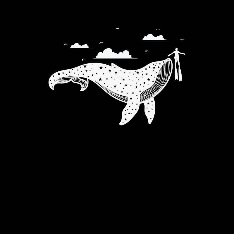 Pattern on whale with diver