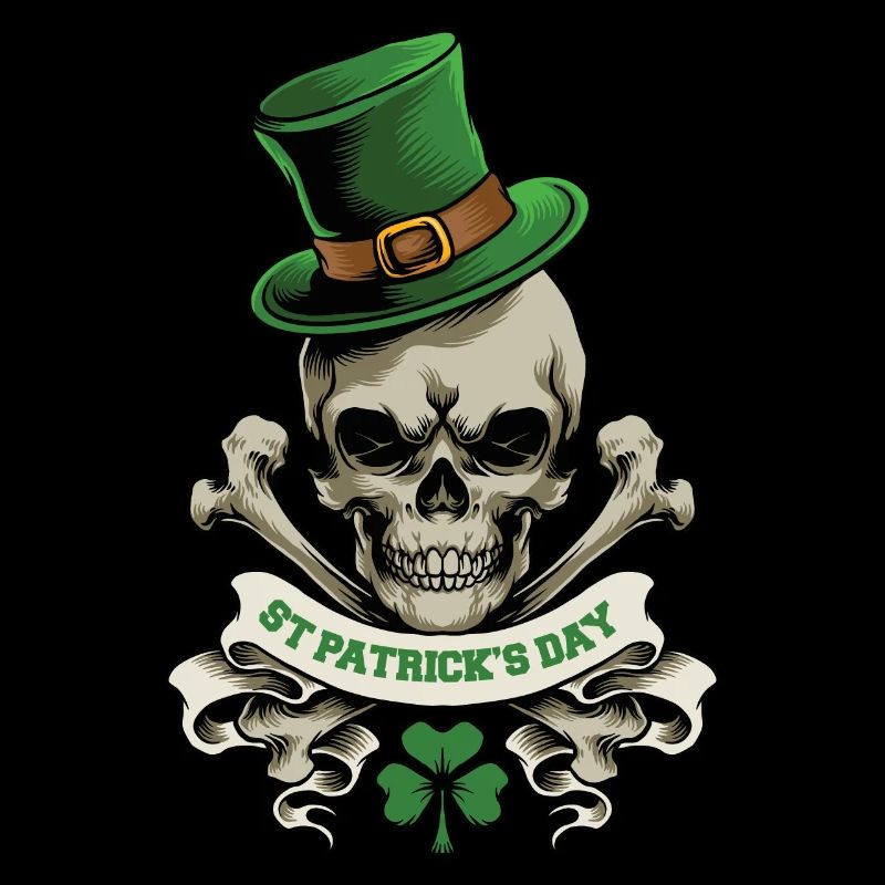 St. Patrick's Day skull leprechaun shamrock luck