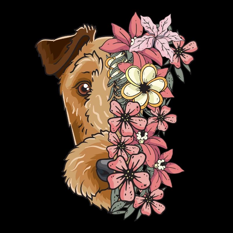 Irish Terrier with flowers