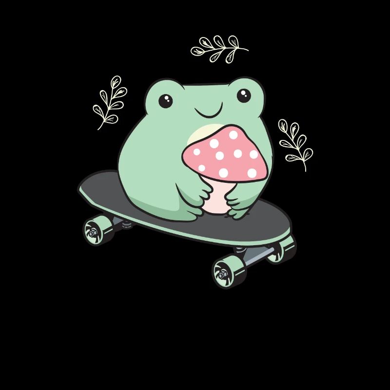 Cottagecore Aesthetic Kawaii Skateboarding Frog
