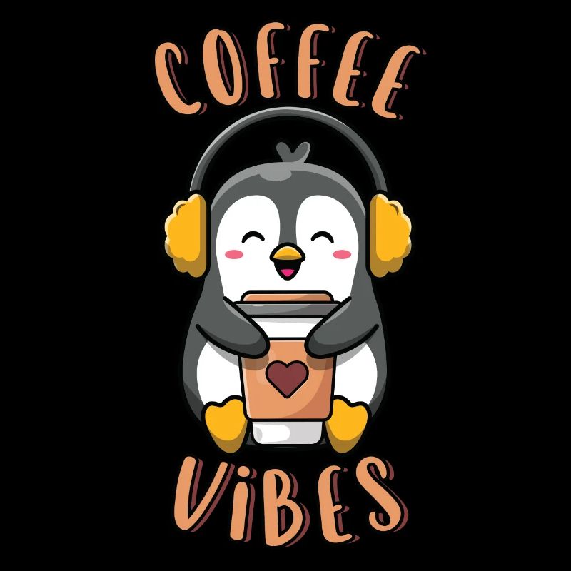 Coffee Vibes Drôle Pingouin mignon tenant du café